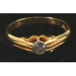 Single Stone 14 Carat Gold Mounted Diamond Ring, the Millegrain Colet Set Old Brilliant-Cut