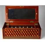 Mid Nineteenth Century Finely Worked Marquetry Decorated Mahogany and Satinwood Fitted Box with