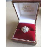 Diamond Daisy Cluster set Ring Set on18 Carat Gold Band Center Stone Surrounded by Brilliant Cut