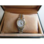 Ladies 18 Carat Yellow Gold and Stainless Steel Rolex Oyster Perpetual Datejust White Dial