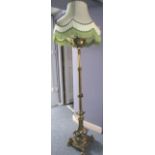 Victorian Cast Brass Standard Lamp of Adjustable Height Finely Chased with Winged Maiden Motif