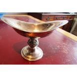 Antique Irish Boat Form Solid Silver Bon Ban Pedestal Dish with Decorated Center Support 4 Inches