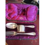 Victorian Solid Silver Three Part Presentation Set in Original Case