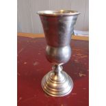 Russian Solid Silver Antique Vodka Tot with Engraved Decoration above Waisted Turned Pedestal Base 5