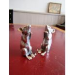 Pair of Antique Solid Silver Salt and Pepper Rests of Good Weight in the Form of Expectant Seated