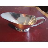 Art Deco Solid Silver Antique Gravy or Sauce Boat of Restrained Design on Graduated Circular Base