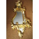 Victorian Carved Giltwood Chippendale Wall Mirror with Winged Ho Ho Bird Surmount and in the