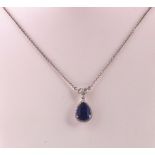 Tanzanite and Diamond Pear Cut Pendant Necklace Set in 18 Carat Gold and on 18 Carat Gold Necklace