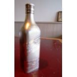 Solid Silver Johnnie Walker Black Label Scotch Bottle of Realistic Form with Engraved, Polished