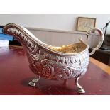 Irish Georgian Rococo Solid Silver Sauce Boat by Matthew West of Dublin Circa 1775 with Charming