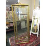 Antique Giltwood Room Divider with Glass Panel Inserts and Upper Cartouche Design 90 Inches Wide x