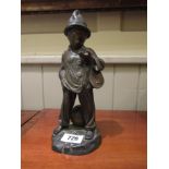 Antique French Bronze of Boy with Guitar 12 Inches High Approximately