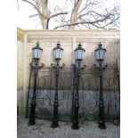 Set of Four Cast Iron Avenue Lanterns Complete Each 8ft High Approximately
