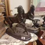 Pair of Bronzed Cast Iron Horse Figures Each 16 Inches High Approximately
