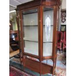 Edwardian Mahogany Glazed Display Cabinet with Velvet Lining on Tapered Supports