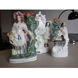 Three Antique Staffordshire Figures Largest 12 Inches High