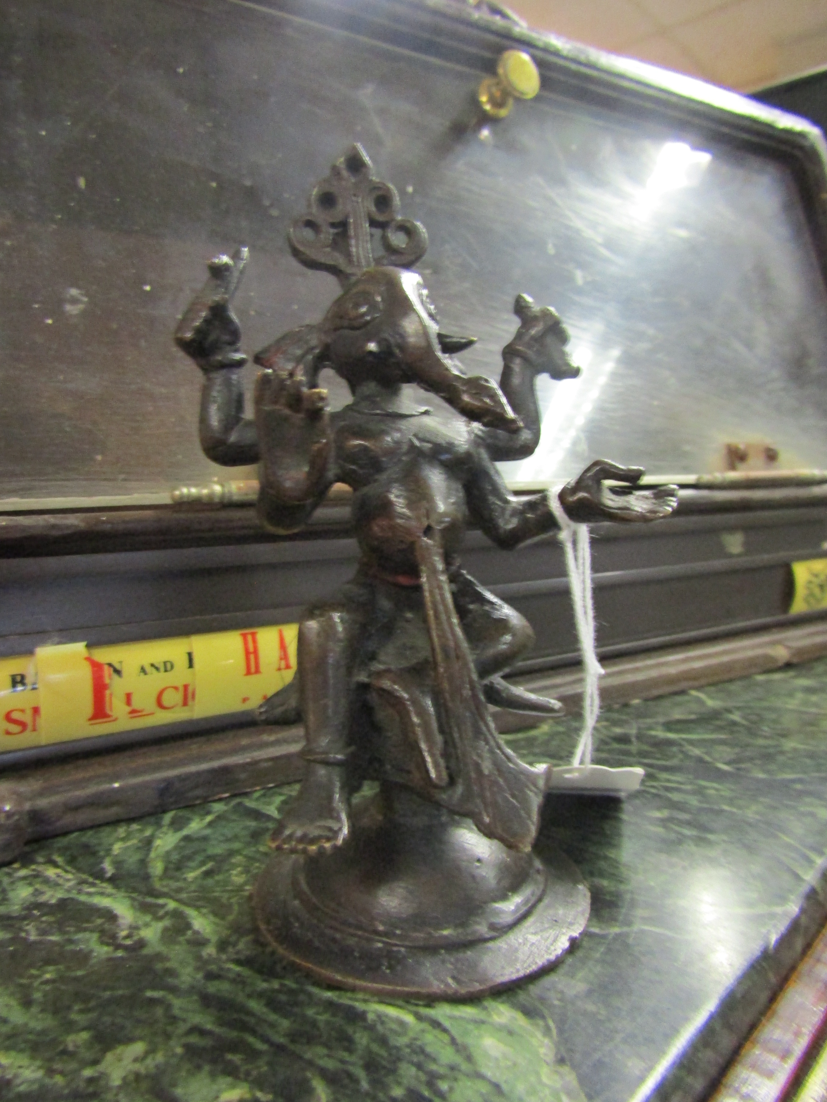 Indian Bronze of Indian God Genisha of Neat Form 6 Inches High