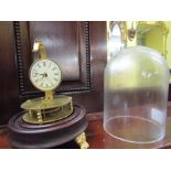 Brass Framed Clock Under Glass Dome 7 Inches High Approximately