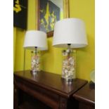 Pair of Contemporary Shell Decoration Table Lamps Each 21 Inches High