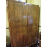 Art Deco Walnut Wardrobe with Mother of Pearl Inset Handles on Queen Anne Supports 48 Inches Wide