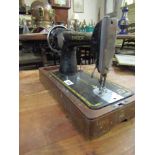 Antique Singer Table Top Sowing Machine on Wooden Base