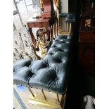 Antique Brass Club Fender with Leather Chesterfield Upholstery 5 Ft Wide x 20 Inches High