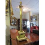 Antique Brass Corinthian Column Table Lamp on Stepped Base 28 Inches High