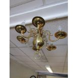 Cast Brass Six Branch Chandelier 15 Inches High