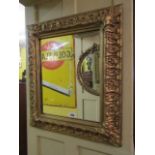 Antique Gilded Wall Mirror with Floral Motif Decoration 24 Inches Wide x 27 Inches High