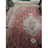 Persian Bidjar Pure Wool Rug with Floral Motif Decoration and Fringes to Extremities 8ft x 12ft