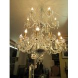 Irish Cut Crystal Chandelier with Ornate Rope Motif Branches and Teardrop Droplet Decoration of