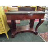 Regency Marble Top Figured Mahogany Console Table 47 Inches Wide Approximately