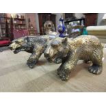 Pair of Cast Brass Bear Figures Each 6 Inches Wide