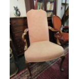 Antique Armchair with Shepherds Crook Arms above Queen Anne Supports