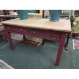 Victorian Irish Pine Two Drawer Kitchen Table 5ft Wide Approximately
