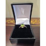 Ladies 9Ct Gold Peridot Ring Oval Cut with Diamonds to Shoulders