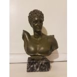 Antique Classical Motif Bust of Epmme on Marble Base 8 Inches High