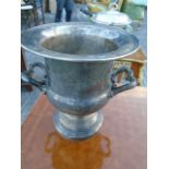 Antique Twin Handled Silver Plated Champagne Bucket with Fluted Rim