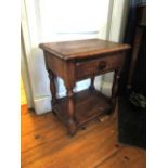 Pair of Neat Form Oak Side Tables Drawer to Apron Each 20 Inches Wide