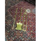 Antique Set of Three Twist Motif Brass Fire Irons
