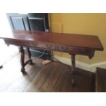 Mahogany Hall Table on Lyre Form Supports with Drawers to Apron 4ft 6 Inches Wide
