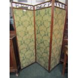 Victorian Tri Fold Room Screen Mahogany Framed 5ft 8 Inches High Approximately