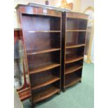 Pair of Antique Bowfront Bookcases with Crossbanding Each 25 Inches Wide