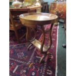Oval Side Table with Lyre Motif Supports and Single Drawer Apron 21 Inches Wide x 28 Inches High