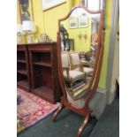 Edwardian Mahogany Shield Form Chavez Mirror Urn Motifs Further Shaped Supports 21 Inches Wide x