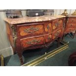 Antique Marble Top Shaped Front Chest with Ormolu Mounted Decoration 52 Inches Wide