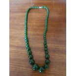 Oriental Jade Necklace of Ascending Size with Twist Clasp