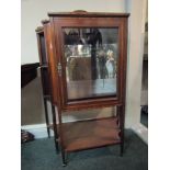 Antique Neat Form Side Cabinet With Ascending Upper Decoration and Shelf Base