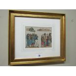 Jack B Yeats Emigrants Scene Cula Press Hand Coloured by the Artist 7 Inches High x 9 Inches Wide