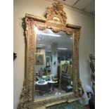 Gilded Overmantle Mirror of Imposing Form with Swag Motif Decoration 6ft High